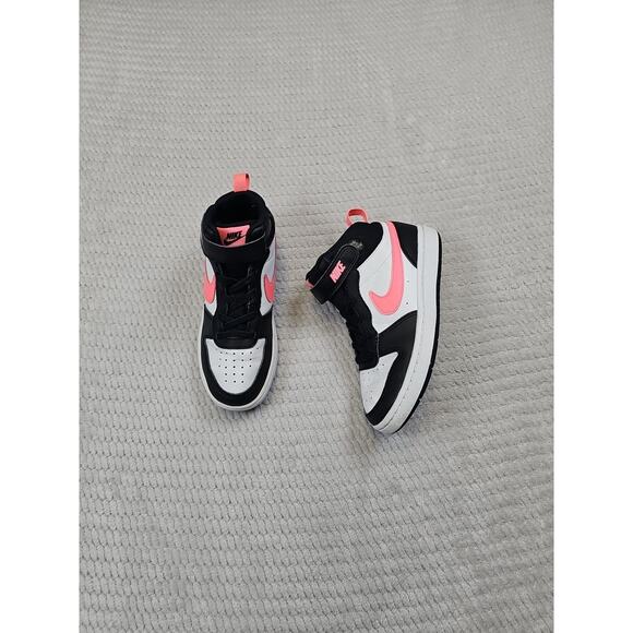 Nike Shoes Girls 13.5 C Court Borough Mid 2 Black/Pink Sneakers CD7783 005 - Picture 1 of 10